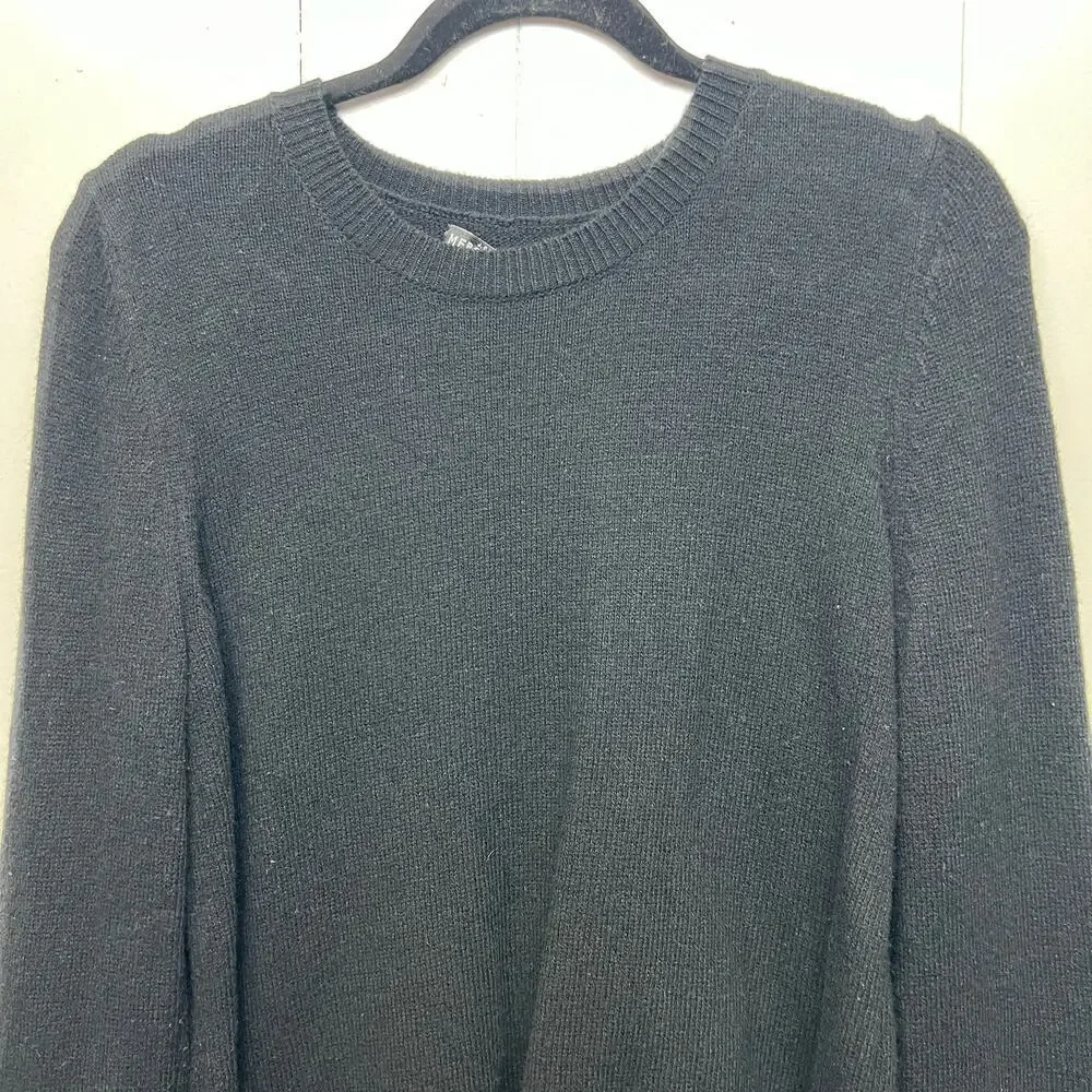 J. Crew Mercantile Wool Blend Ruffle Cuffs Womens Knit Black Sweater Sz Medium